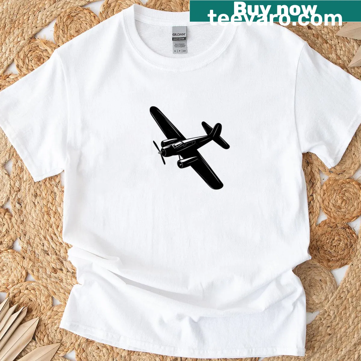 Silhouette of a retro airplane on a T-shirt — on a men's t-shirt