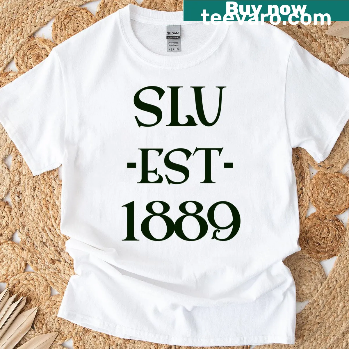Oversized Saint Leo University t-shirt with classic typography — on a men's t-shirt