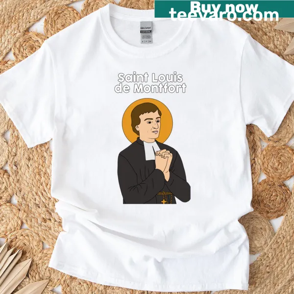 T-shirt featuring a tribute to Saint Louis De Montfort