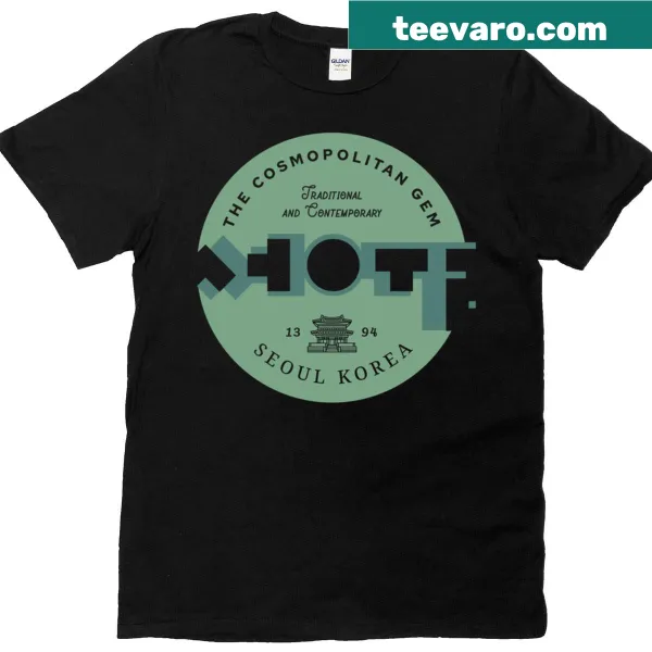 Vintage-style t-shirt featuring Seoul Korea landmarks