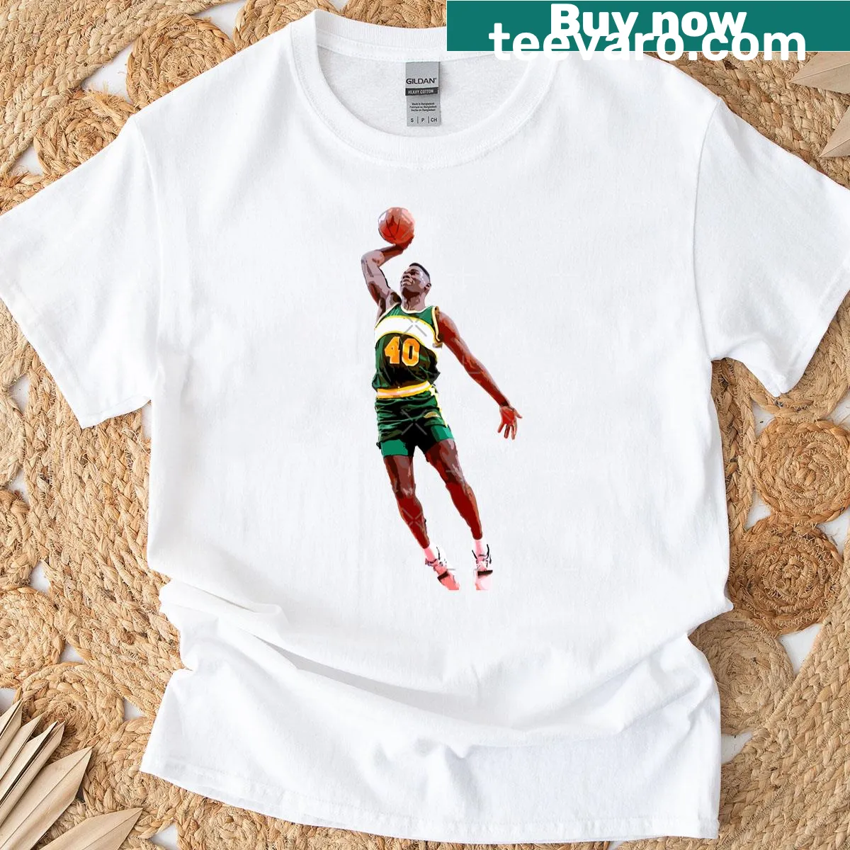 T-shirt featuring bold tribute to Shawn Kemp — on a men's t-shirt