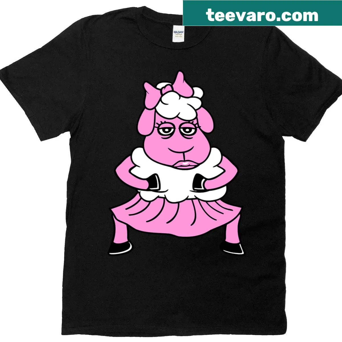 Cute T-shirt with a dancing girl and playful sheep illustration — on a men's t-shirt