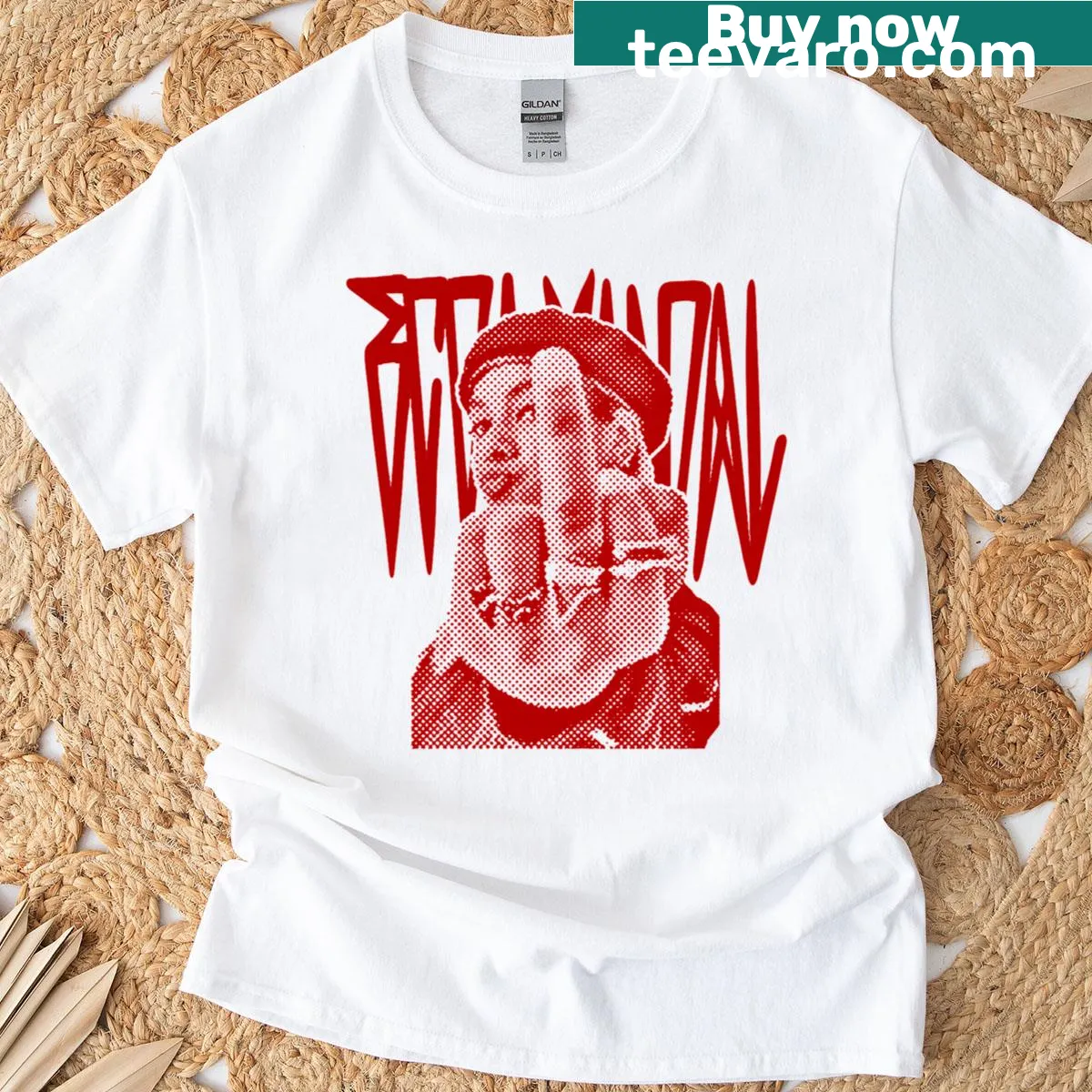 Edgy t-shirt with unique typography inspired by street art — on a men's t-shirt