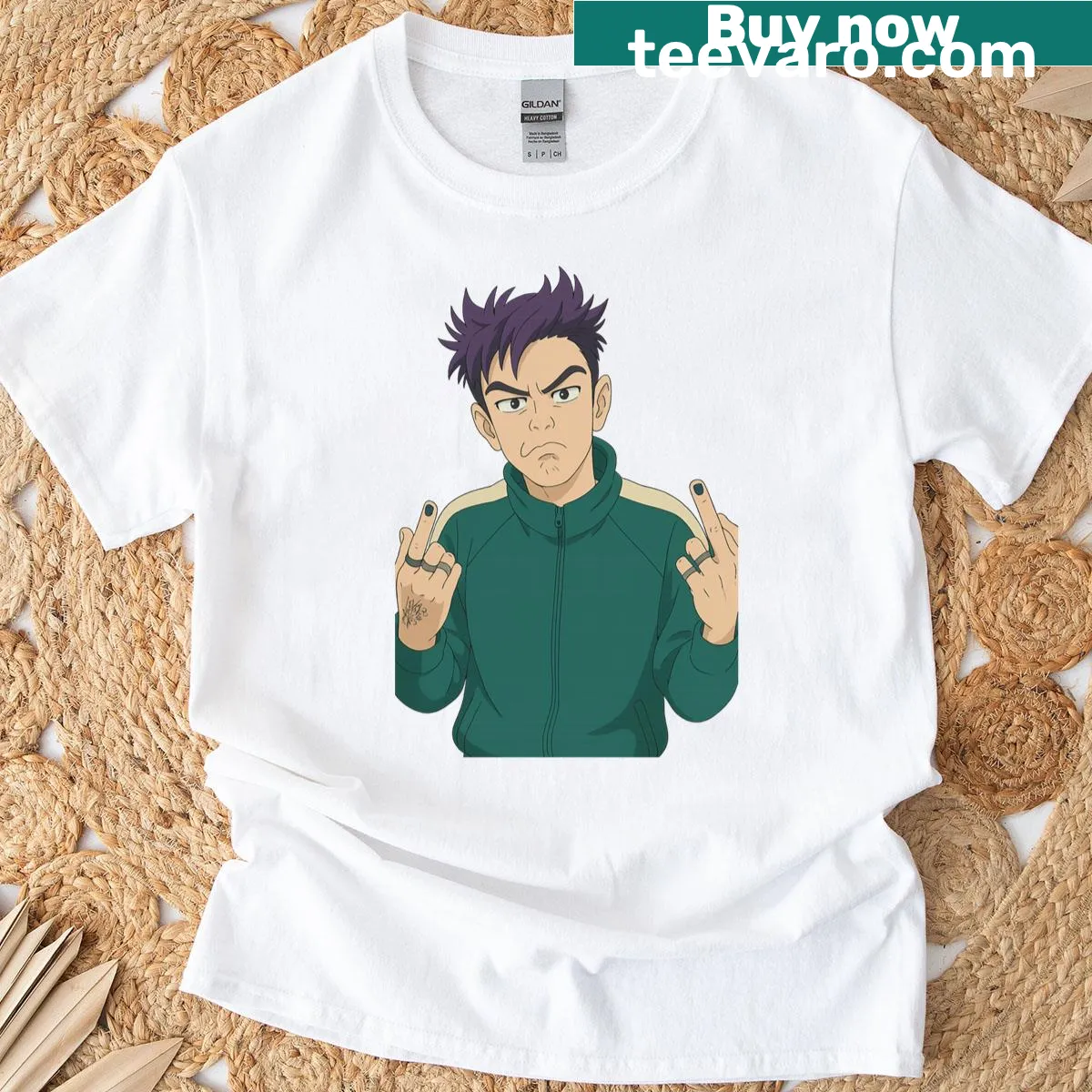 T-shirt featuring Thanos and Squid Game design — on a men's t-shirt