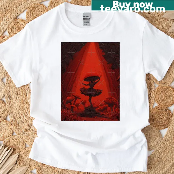 Whimsical Spore Dancer graphic on T-shirt