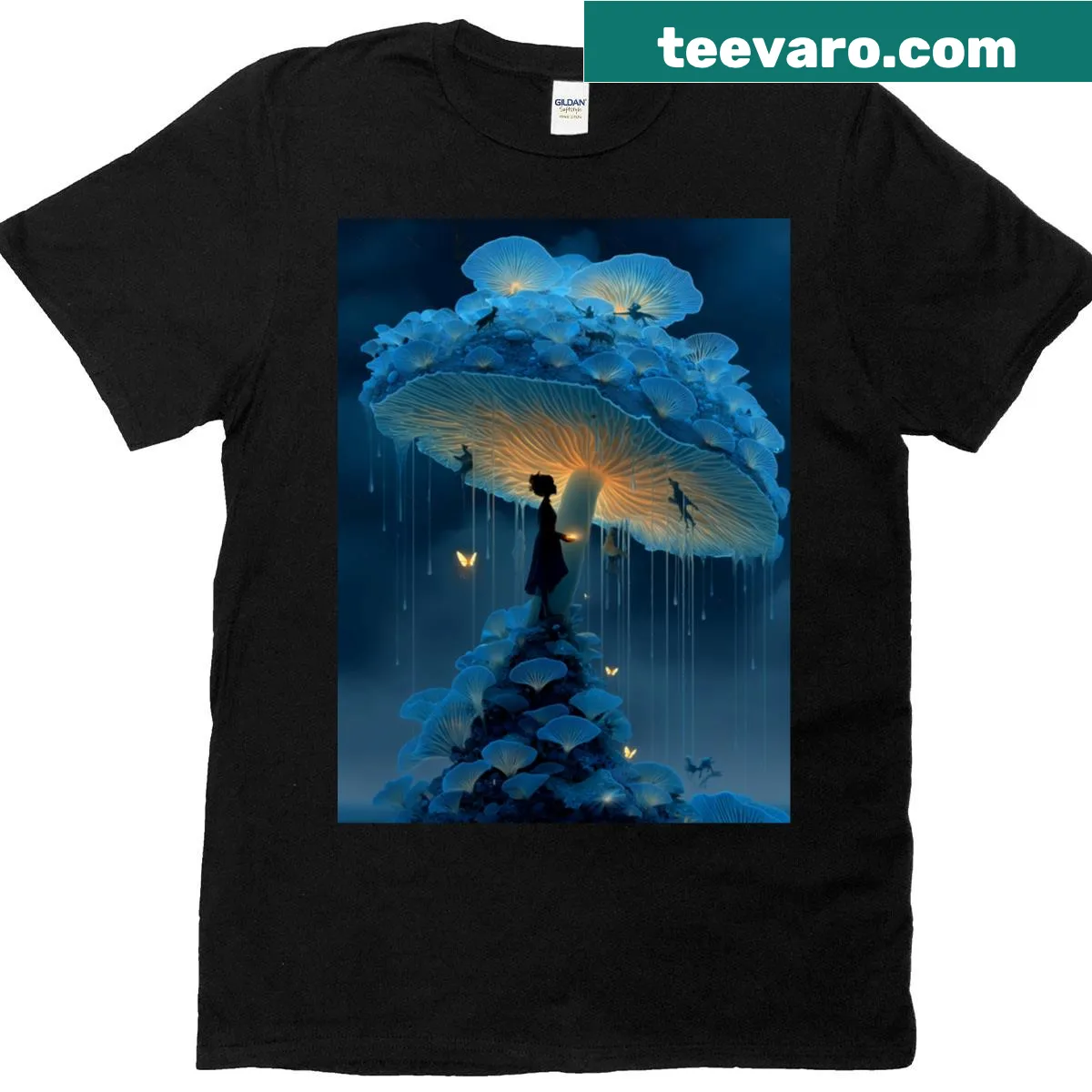 Oversized T-shirt featuring the Sporemother illustration — on a men's t-shirt