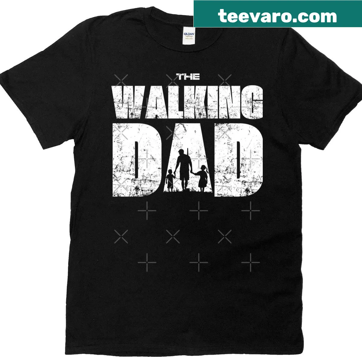 Funny T-shirt for dads featuring playful typography about walking — on a men's t-shirt