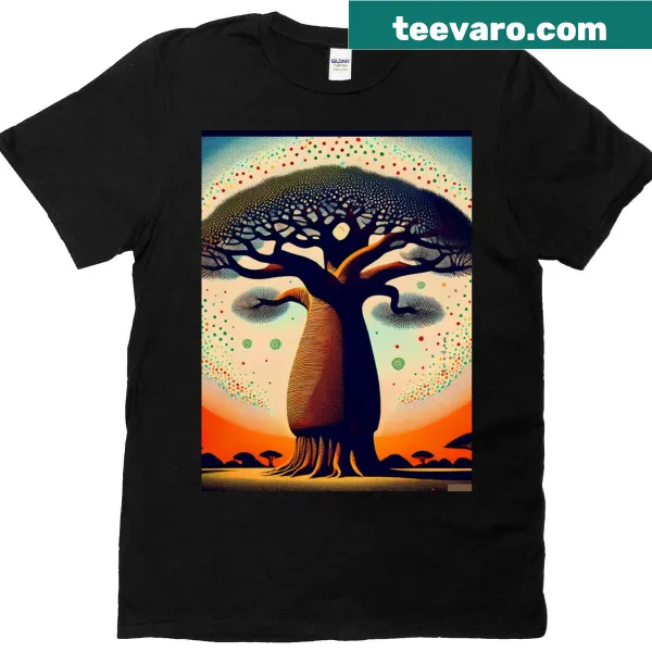 Graphic depiction of a baobab tree on a T-shirt