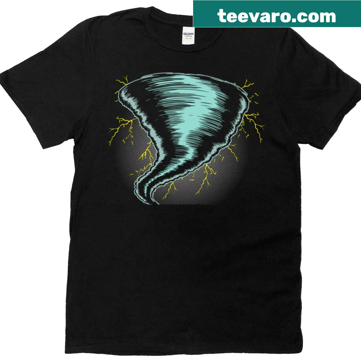 T-shirt for storm chasers featuring tornado graphic — on a men's t-shirt