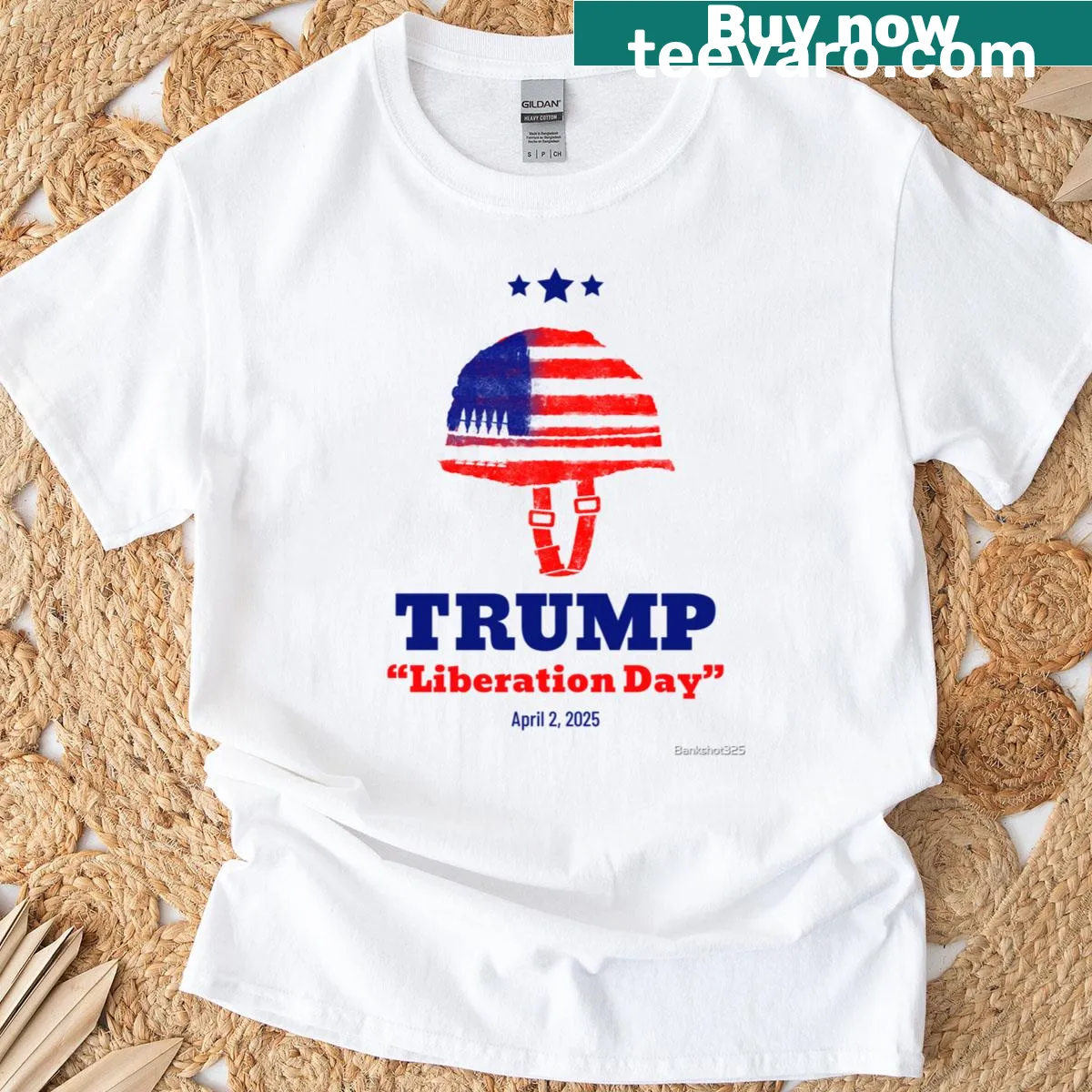 T-shirt featuring the phrase 'Trump Liberation Day April 2 2025' in a bold design — on a men's t-shirt