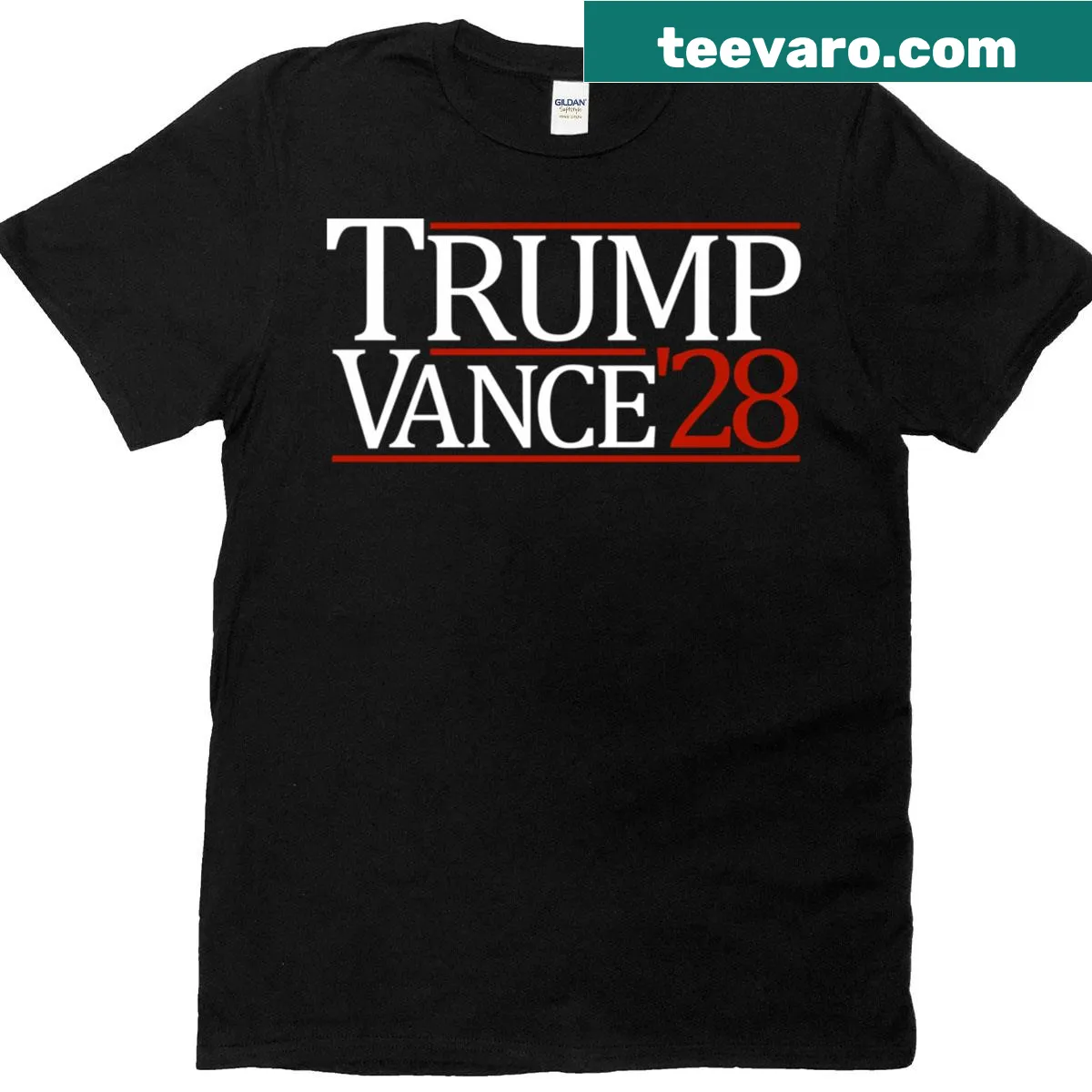 Bold Trump Vance 2028 graphic T-shirt for political supporters — on a men's t-shirt