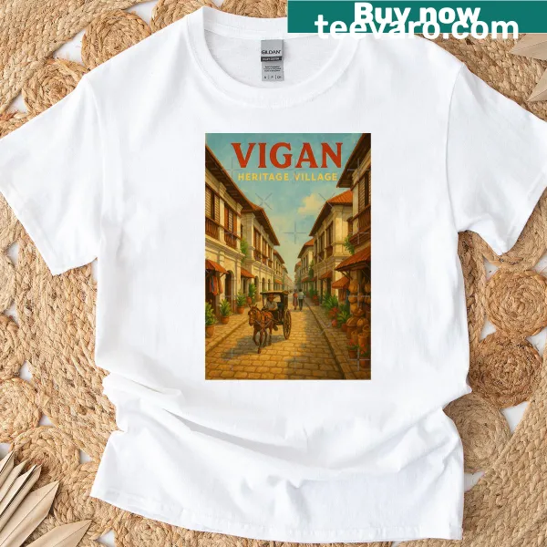 Vigan T-shirt with colonial street scene and market details