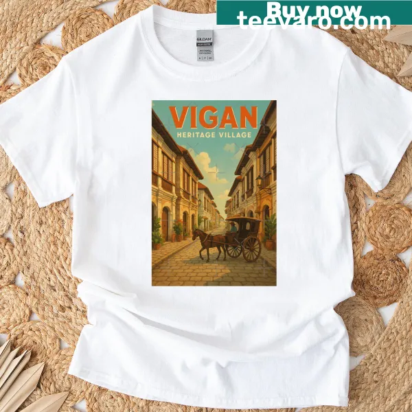 Illustration of Vigan Heritage Village with horse-drawn carriage