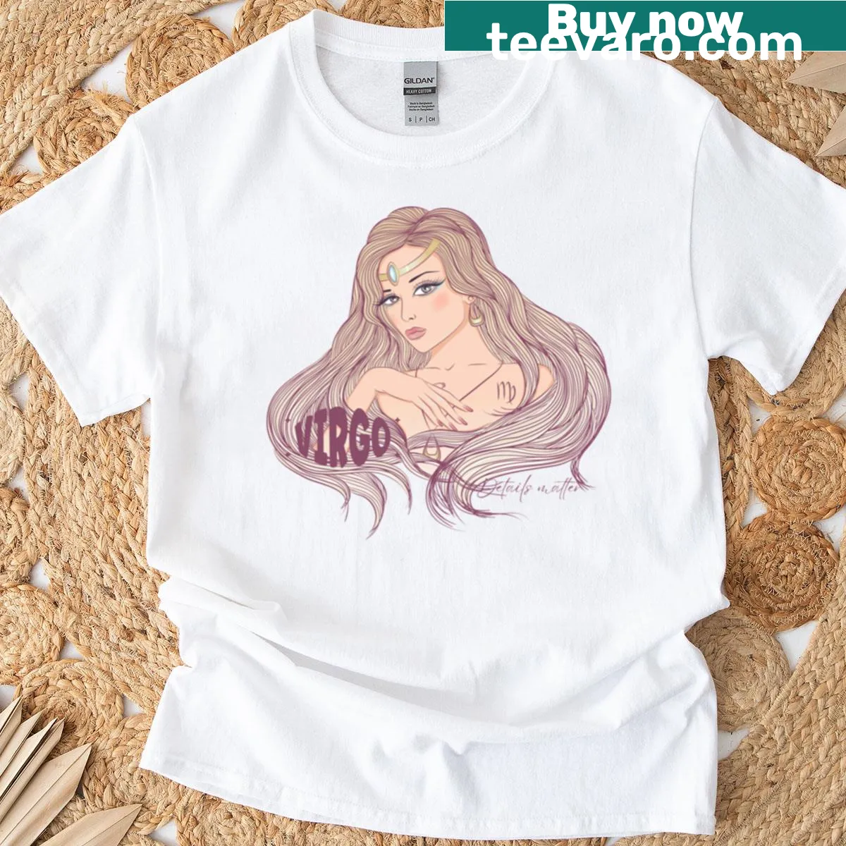 Virgo astrology t-shirt with a typographic design of the traits. — on a men's t-shirt