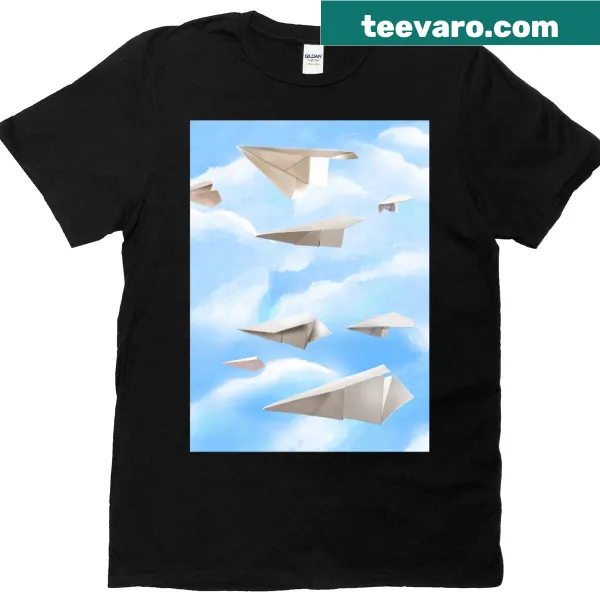 Oversized T-shirt with flying paper planes graphic