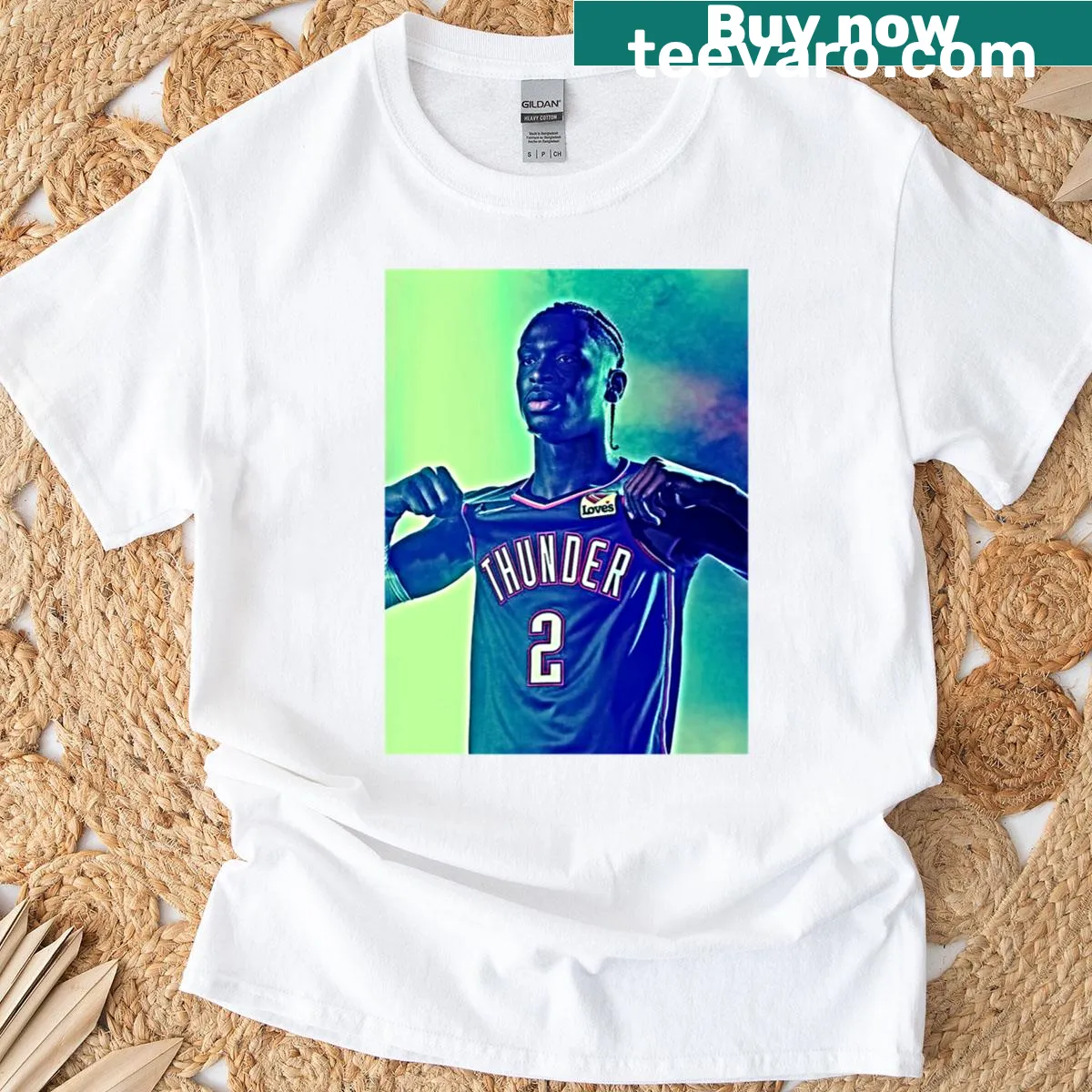Bold typography T-shirt featuring the word 'Thunder' prominently — on a men's t-shirt