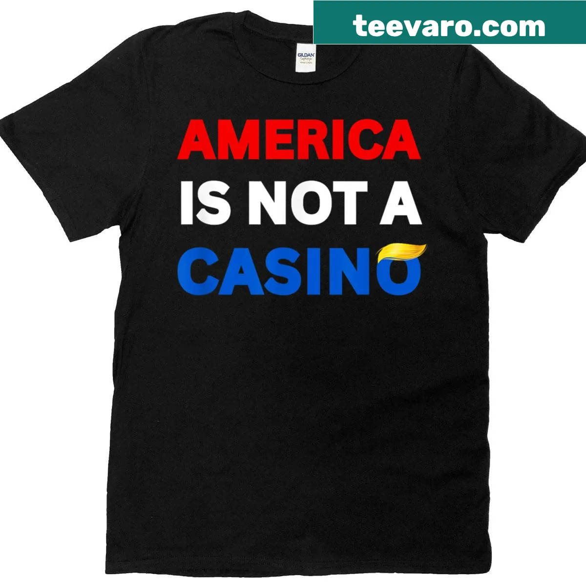 Political message T-shirt about tariffs and economy — on a men's t-shirt