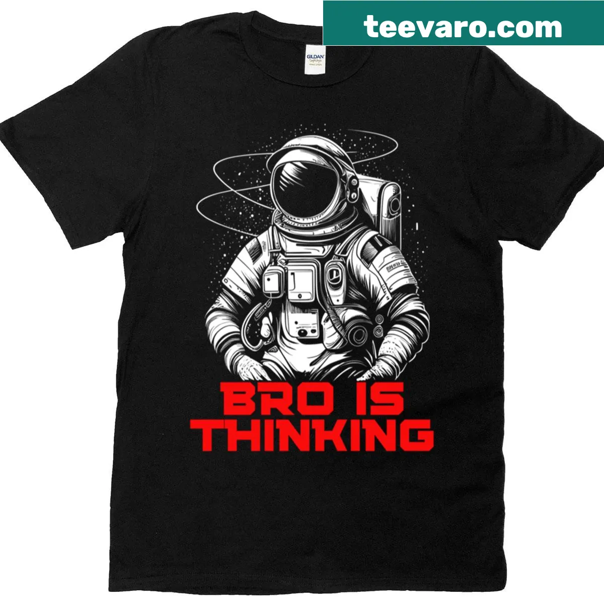 Astronaut-themed T-shirt featuring an astronaut in space. — on a men's t-shirt
