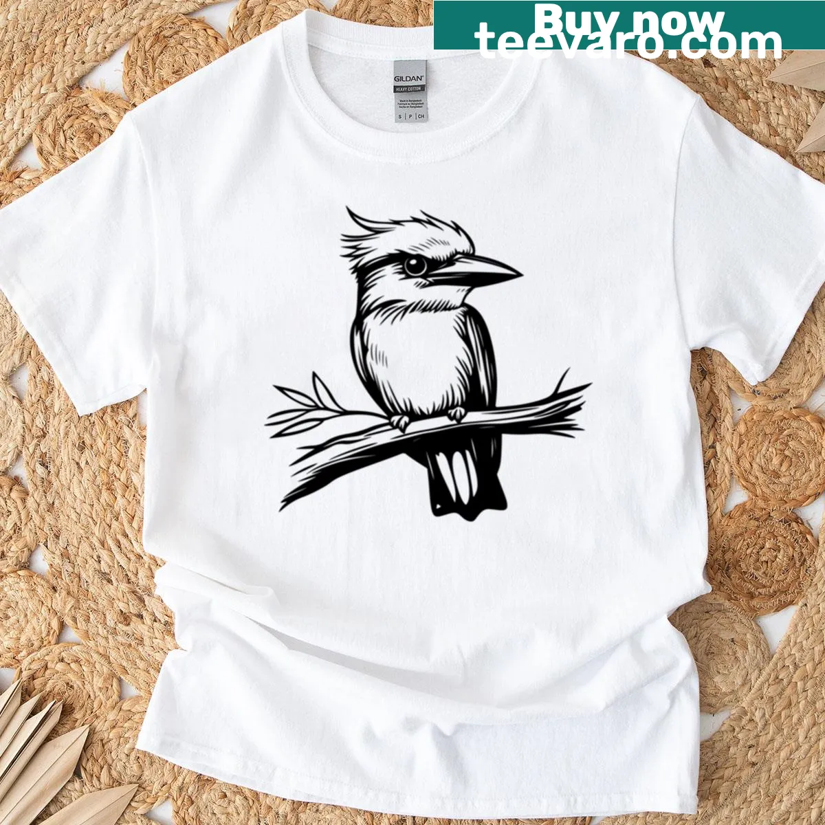 Silhouette t-shirt featuring a kookaburra bird illustration — on a men's t-shirt