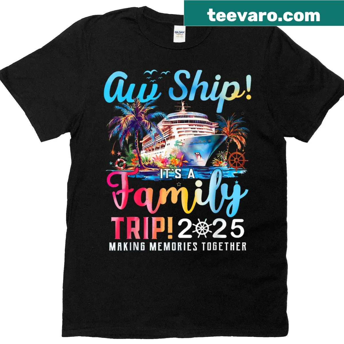 Playful Aw Ship Its A Family Trip T-shirt for family outings — on a men's t-shirt
