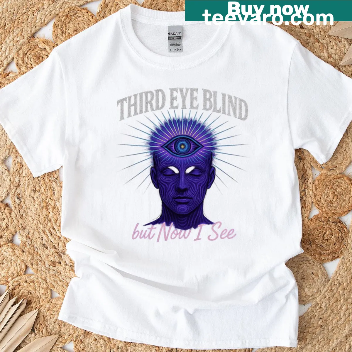 T-shirt featuring the phrase 'Awakening The Blind Eye' in bold typography — on a men's t-shirt