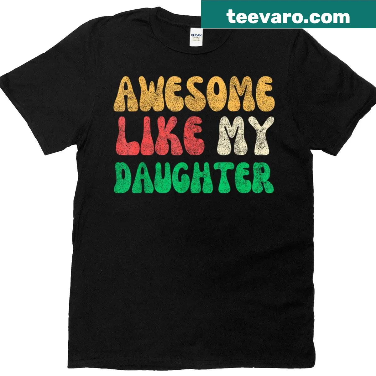 Retro Father's Day t-shirt with text celebrating daughters — on a men's t-shirt