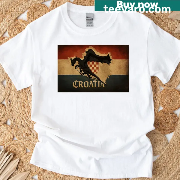 T-shirt featuring a dragon design combined with the Croatian flag