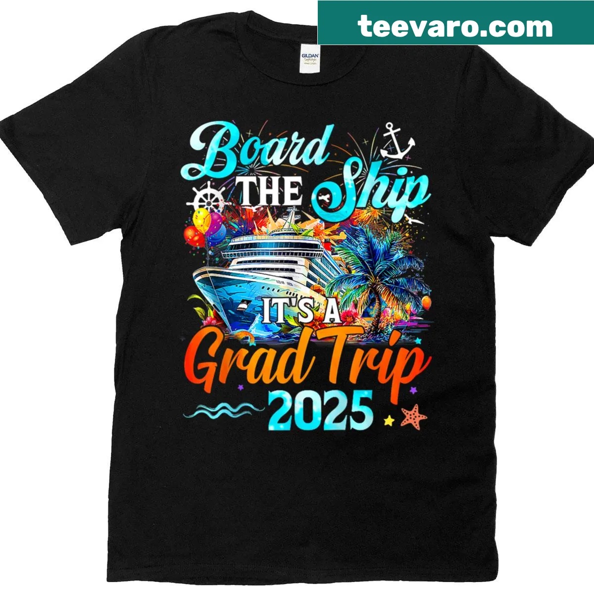 Nautical-themed graduation trip t-shirt for 2025 seniors — on a men's t-shirt