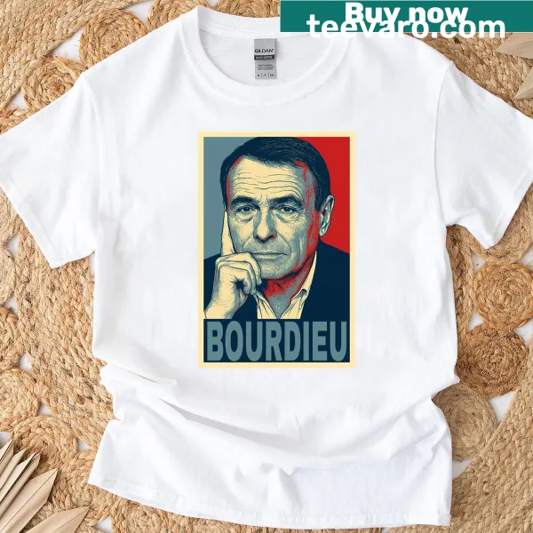 Minimalist typography T-shirt featuring Pierre Bourdieu's name