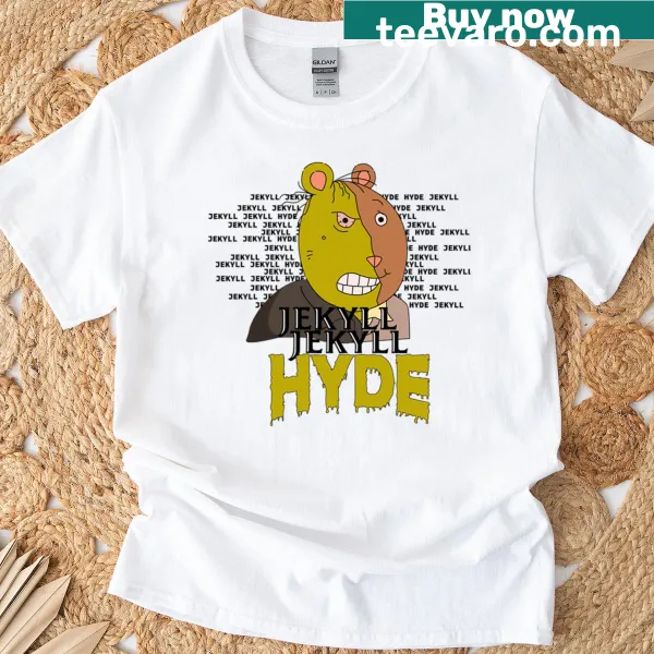 Creative typography design referencing Jekyll and Hyde on a T-shirt.