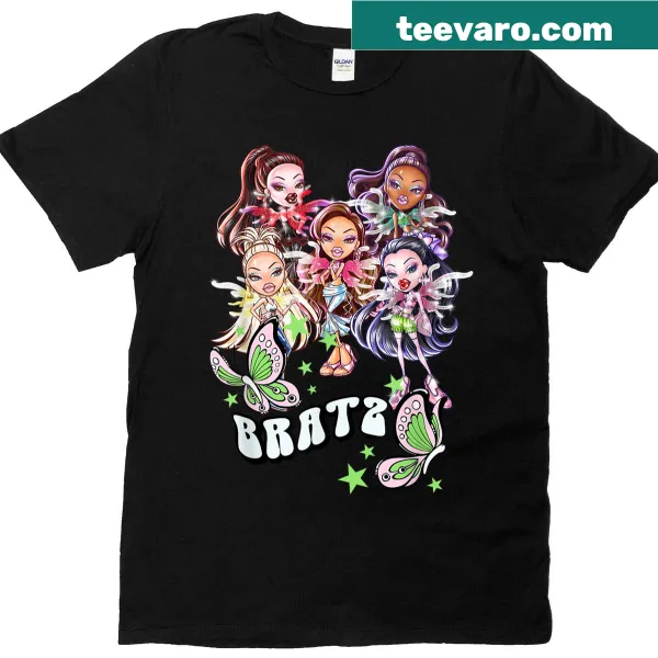 Vintage distressed t-shirt with Bratz Pixiez Butterfliez characters