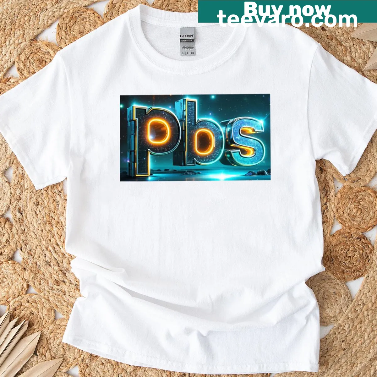 Playful typography design with 'Broadcast PBS' text — on a men's t-shirt