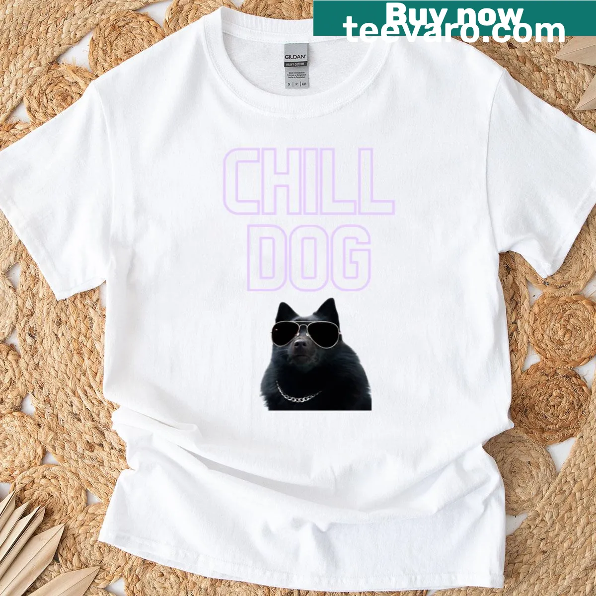 Illustration of a chill dog on a casual T-shirt — on a men's t-shirt
