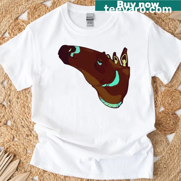 Cartoon stegosaurus head graphic on Chill Guy t-shirt
