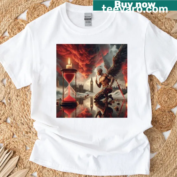 Dramatic oversized T-shirt depicting a fantasy battle scene