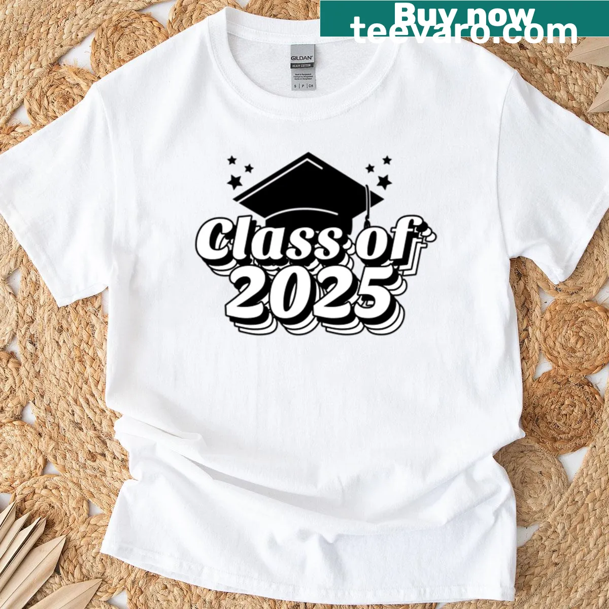 Graduation t-shirt with bold text 'Class Of 2025' — on a men's t-shirt