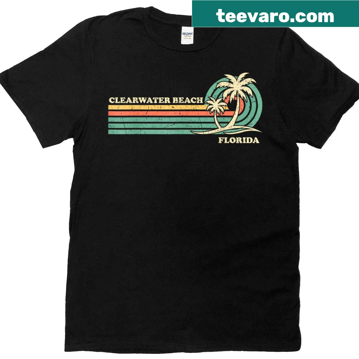 Vintage Clearwater Beach Florida vacation T-shirt — on a men's t-shirt