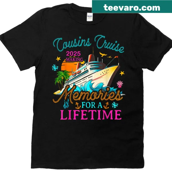 Cousin Cruise 2025 matching family vacation graphic t-shirt.