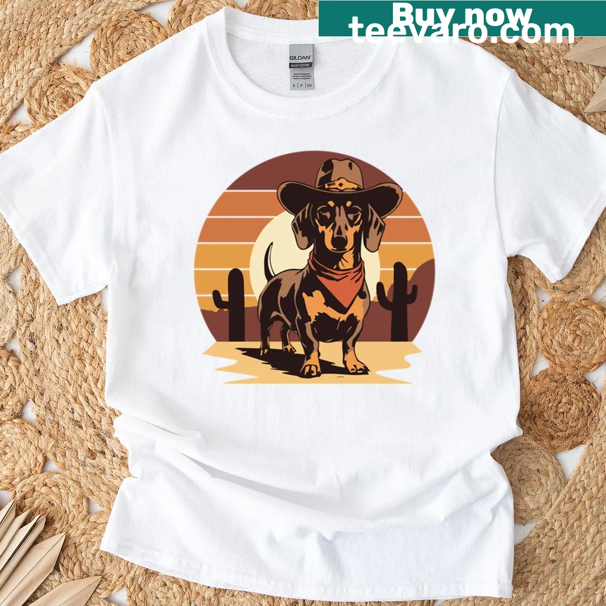 Retro oversized T-shirt with a cowboy dog graphic — on a men's t-shirt