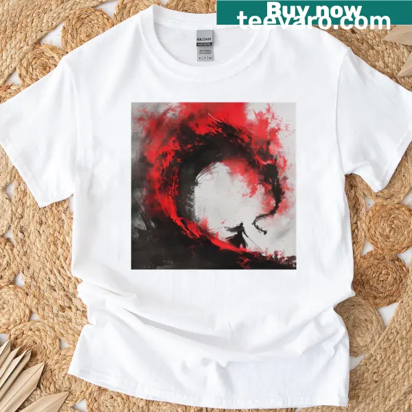 Fantasy-themed t-shirt featuring a dramatic dragon graphic