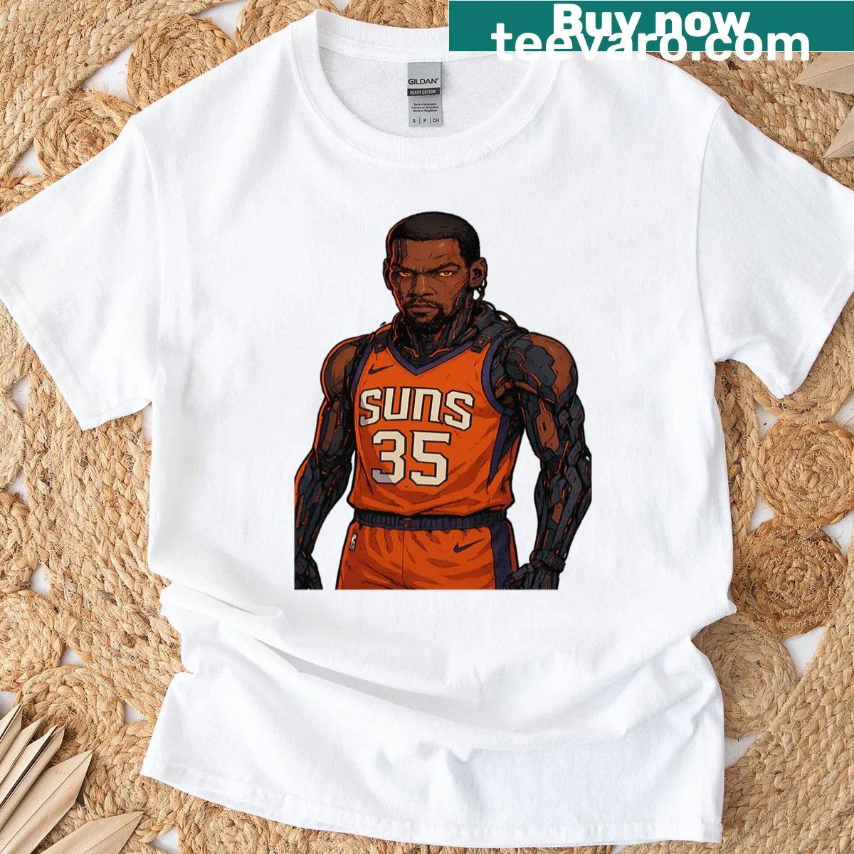 Anime style Phoenix Suns shirt with cyberpunk aesthetics — on a men's t-shirt