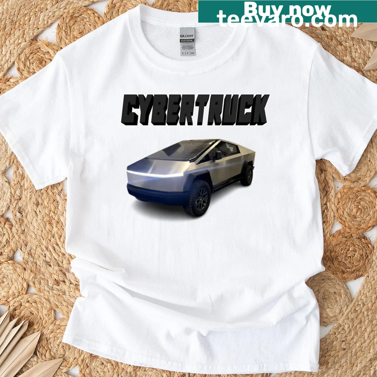 Illustrated Cybertruck on a T-shirt — on a men's t-shirt