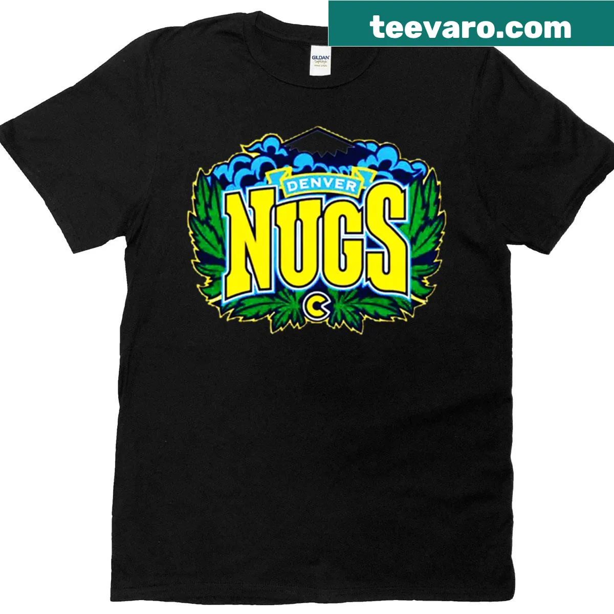 Playful Denver Nuggets-themed graphic T-shirt — on a men's t-shirt