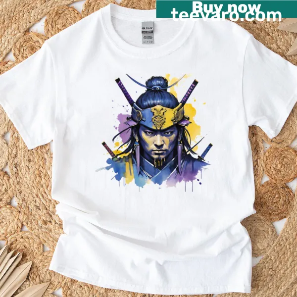 Illustration of a digital ronin warrior on a T-shirt