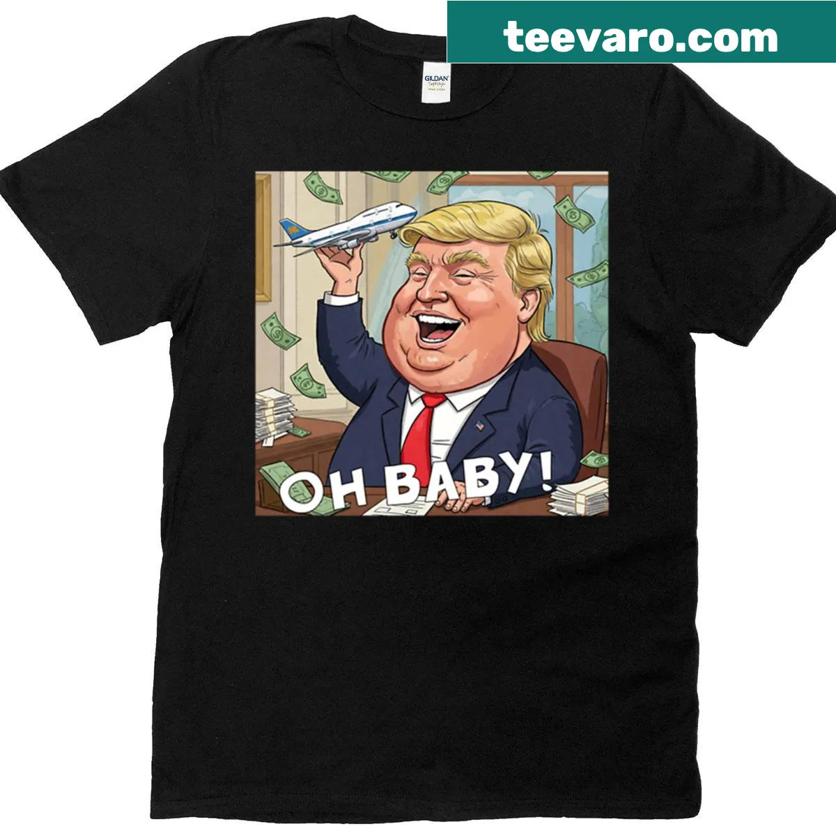 Humorous oversized t-shirt featuring 'Donny The Briber Lover' text — on a men's t-shirt