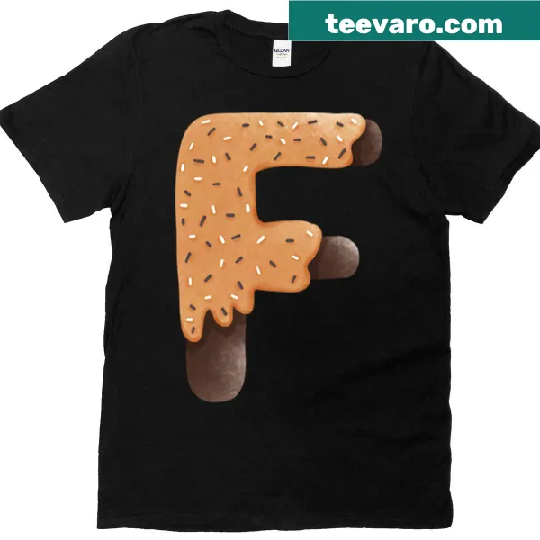 Cartoon donut shaped like the letter F with sprinkles