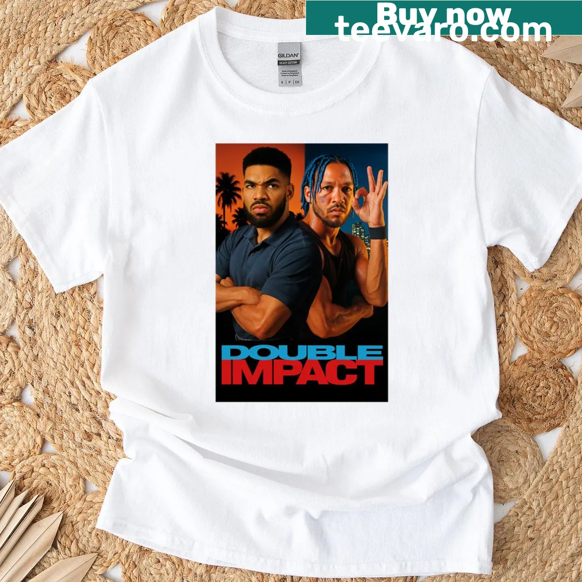 Graphic celebrating the Knicks, featuring sports-themed illustrations — on a men's t-shirt