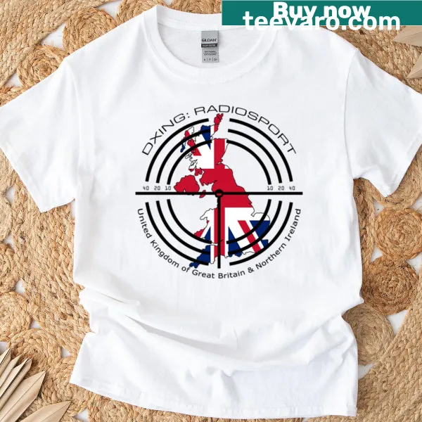 Graphic of vintage radios and map on oversized t-shirt for radio enthusiasts