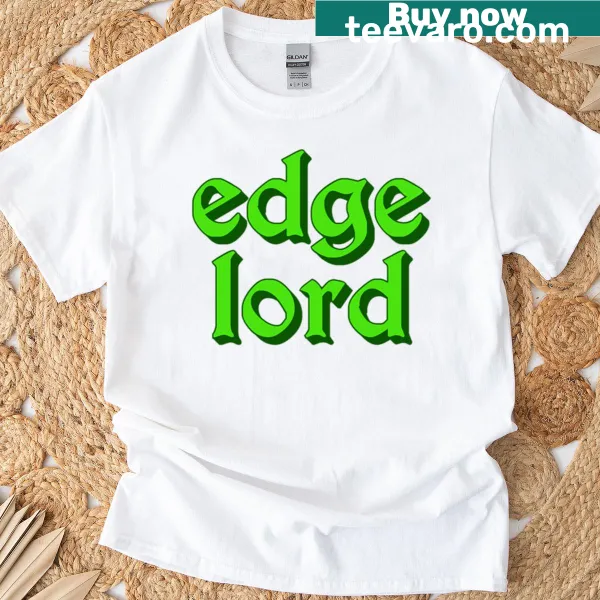 Edgy illustration of an Edge Lord character on a green t-shirt