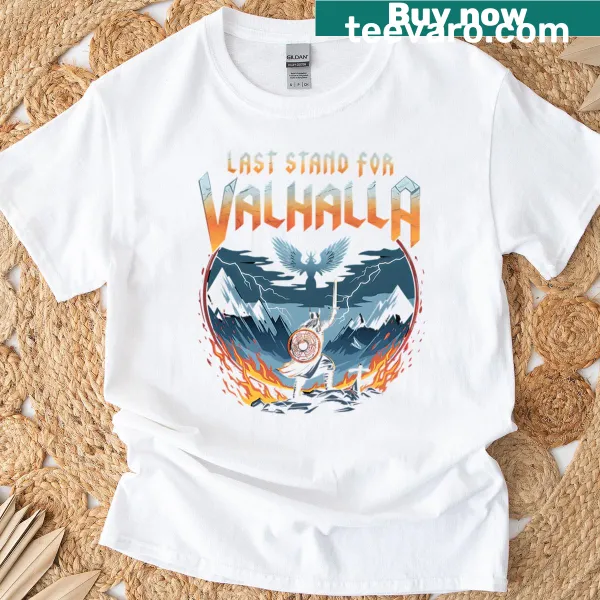Viking warrior illustration on an Epic Last Stand for Valhalla t-shirt